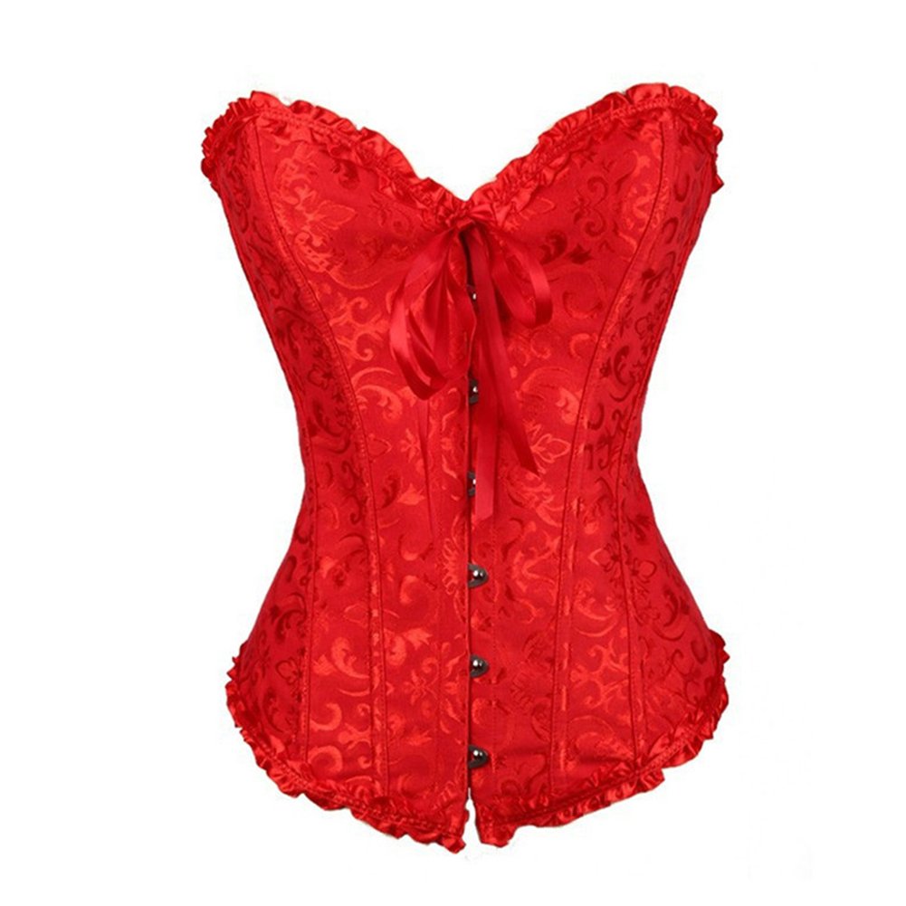 Sexy Boned Over Bust Lace Up Corset Bustier Top Dress Punk Women Steel Boned Waist Training Corset