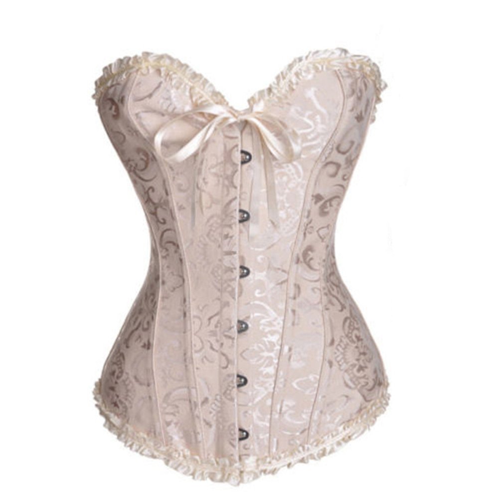 Sexy Boned Over Bust Lace Up Corset Bustier Top Dress Punk Women Steel Boned Waist Training Corset
