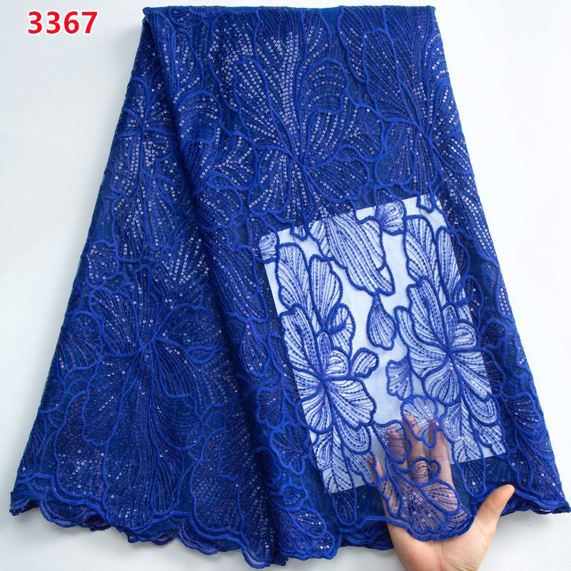 3367 Black Color Mesh Lace Milk Silk Lace Fabric with Sequins African Tulle Lace for Wedding Party Dresses Sewing
