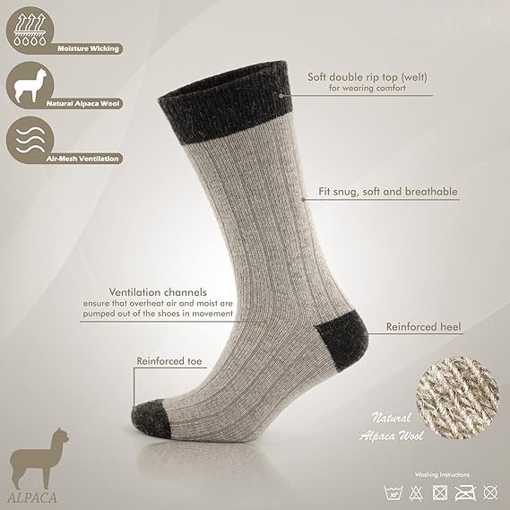 High quality Custom Warm women adult Merino alpaca ribbed daily formal wool socks