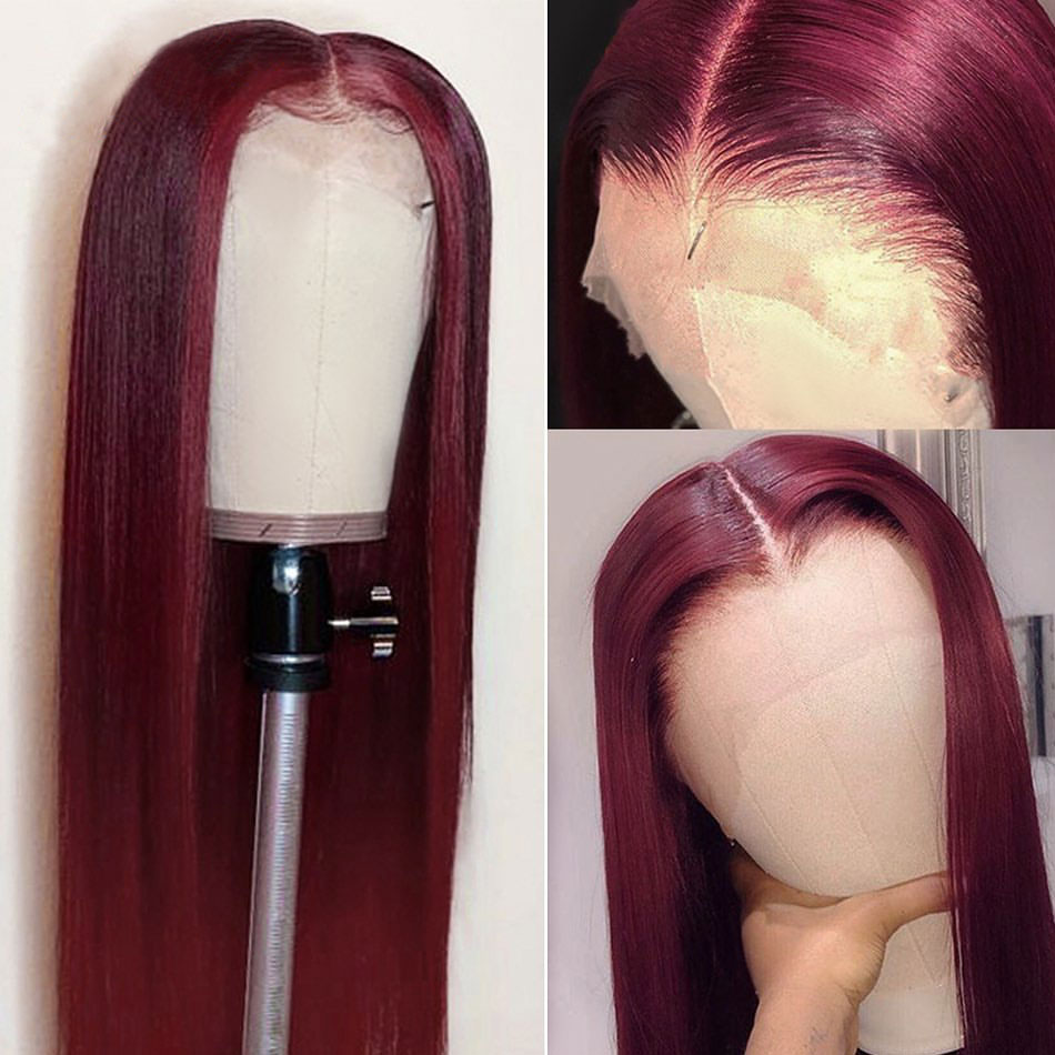 Burgundy Straight Full Lace Human Hair Wigs with Baby Hair 99J Colored Hd Lace Frontal Wigs For Black Women 360 Lace Front Wigs