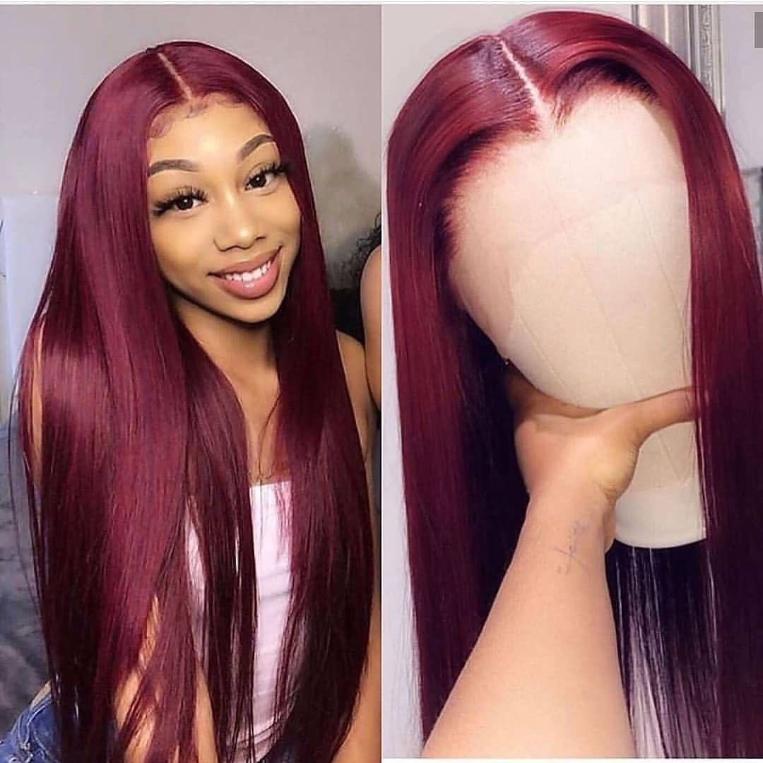 Burgundy Straight Full Lace Human Hair Wigs with Baby Hair 99J Colored Hd Lace Frontal Wigs For Black Women 360 Lace Front Wigs