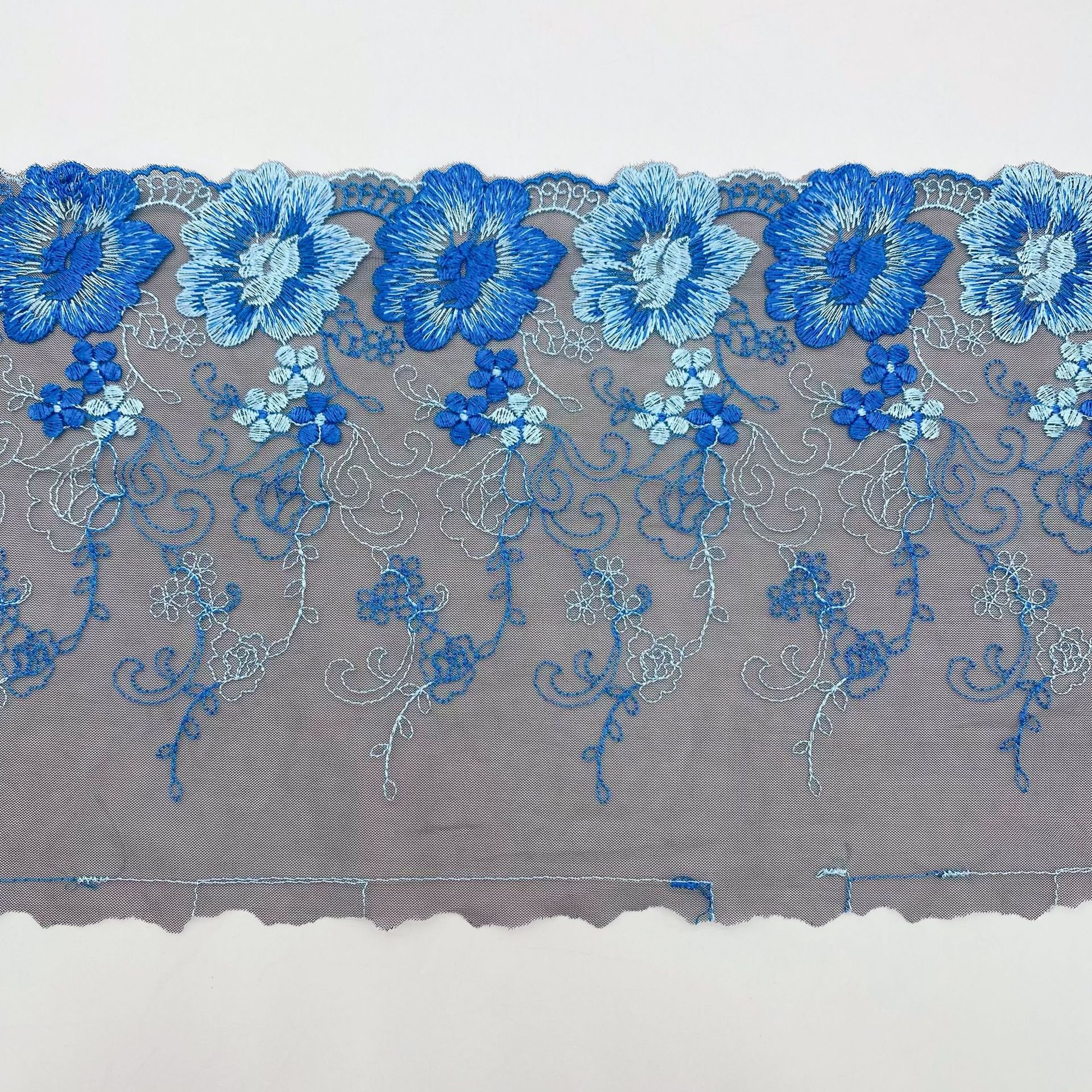 Polyester colorful Tulle Soft embroidery Lace trim Fabric 2 tones flowers lace For bra underwear dress