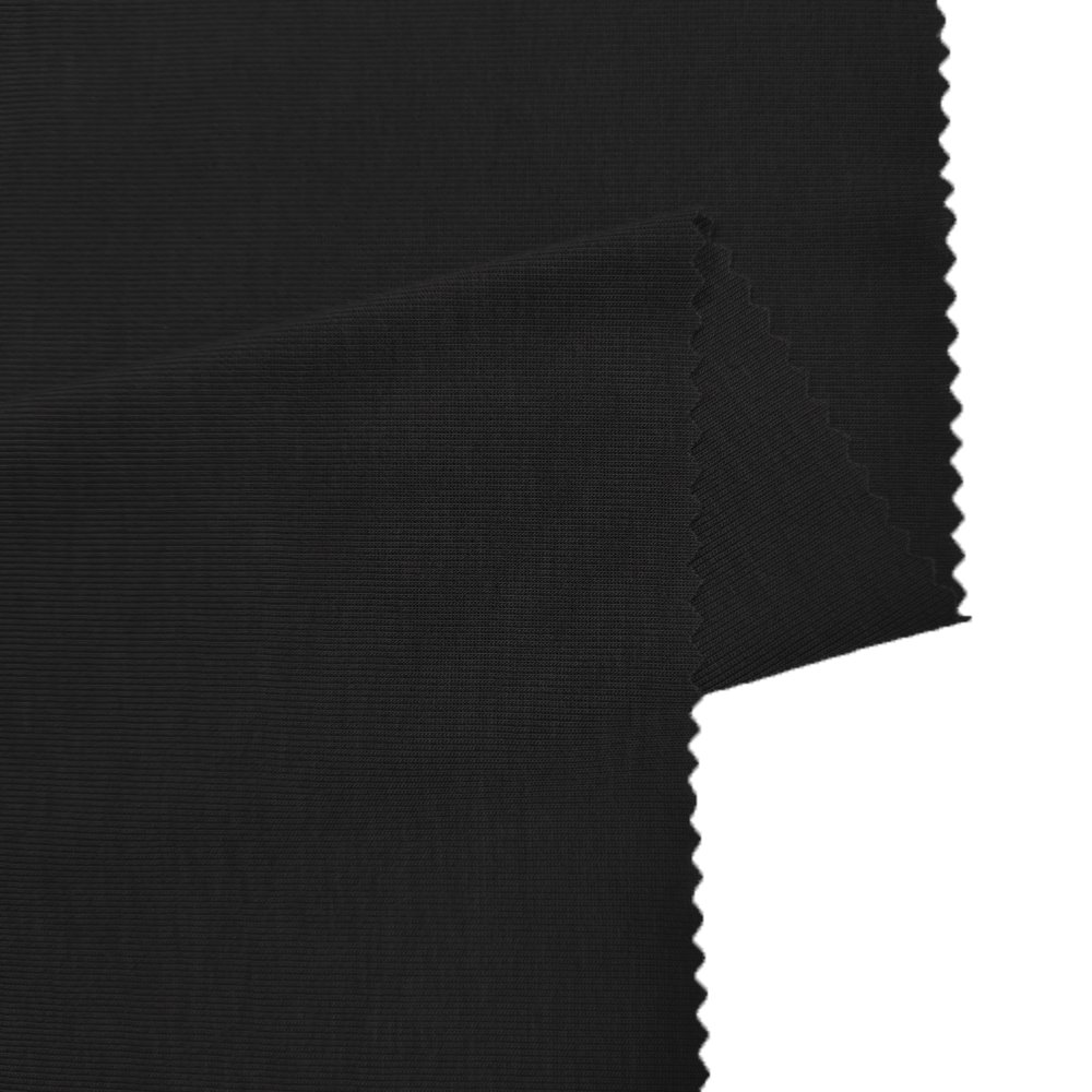 In Stock RTS Cheap 91% Polyester 9% Spandex Soft Black Elastic Stretch Plain Knit Rib Fabric For Clothes