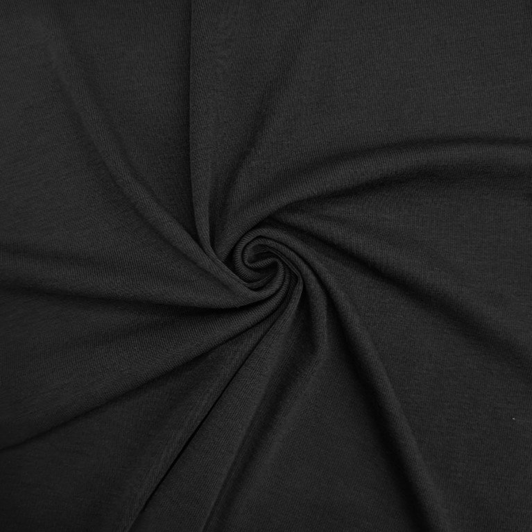 In Stock RTS Cheap 91% Polyester 9% Spandex Soft Black Elastic Stretch Plain Knit Rib Fabric For Clothes