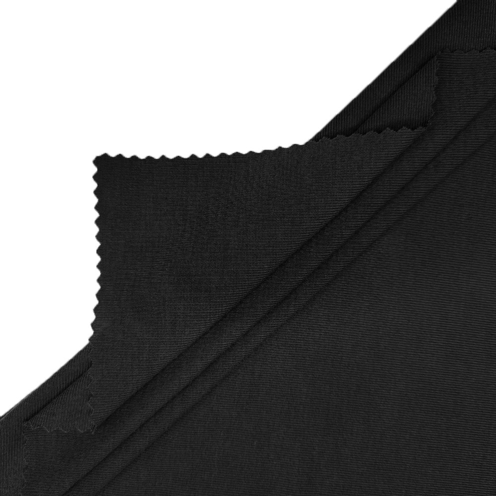 In Stock RTS Cheap 91% Polyester 9% Spandex Soft Black Elastic Stretch Plain Knit Rib Fabric For Clothes