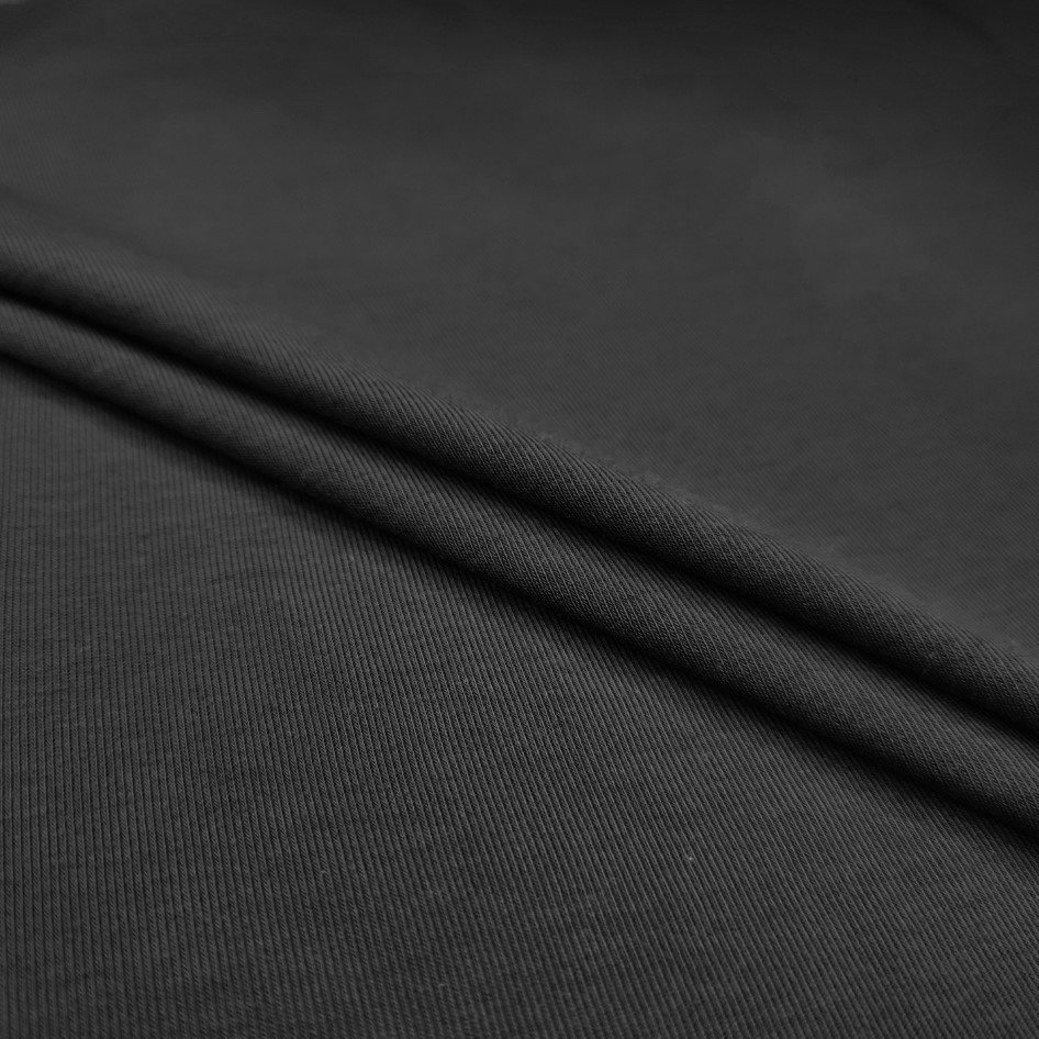 In Stock RTS Cheap 91% Polyester 9% Spandex Soft Black Elastic Stretch Plain Knit Rib Fabric For Clothes