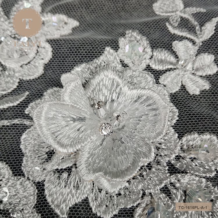Quality Assurance Floral Embroidery Wedding Dress Lace Fabric 100% Polyester Lace Fabric