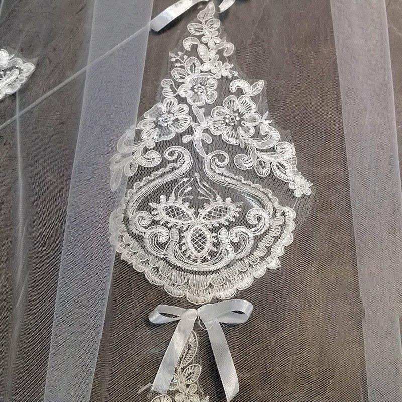 new hot Heavy industry bride wedding veil luxury lace long big tail tiara Headdress catholic veil bridal veils