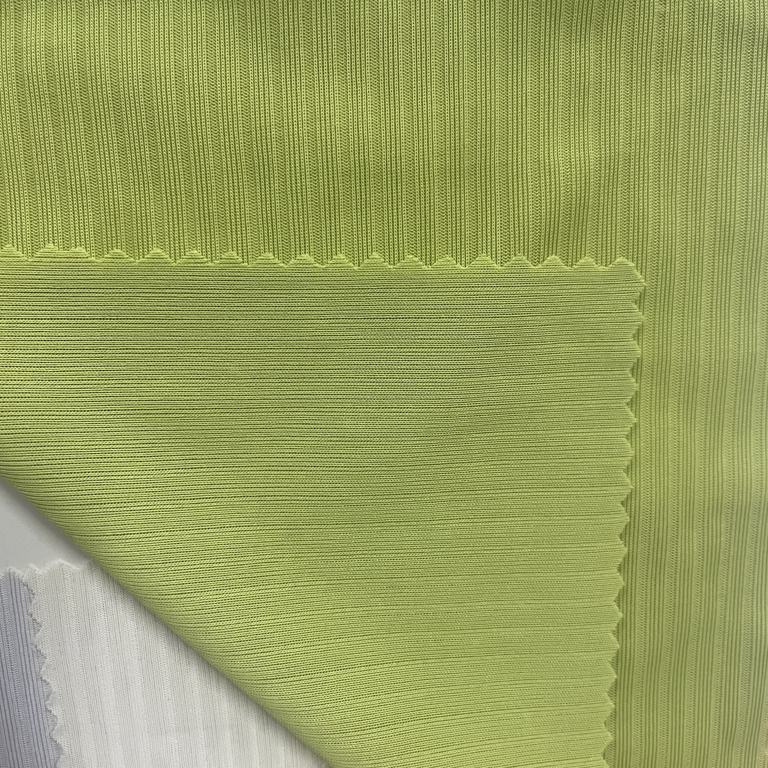 Factory direct sale 180g polyester spandex ice silk elastic 5x2 rib fabric