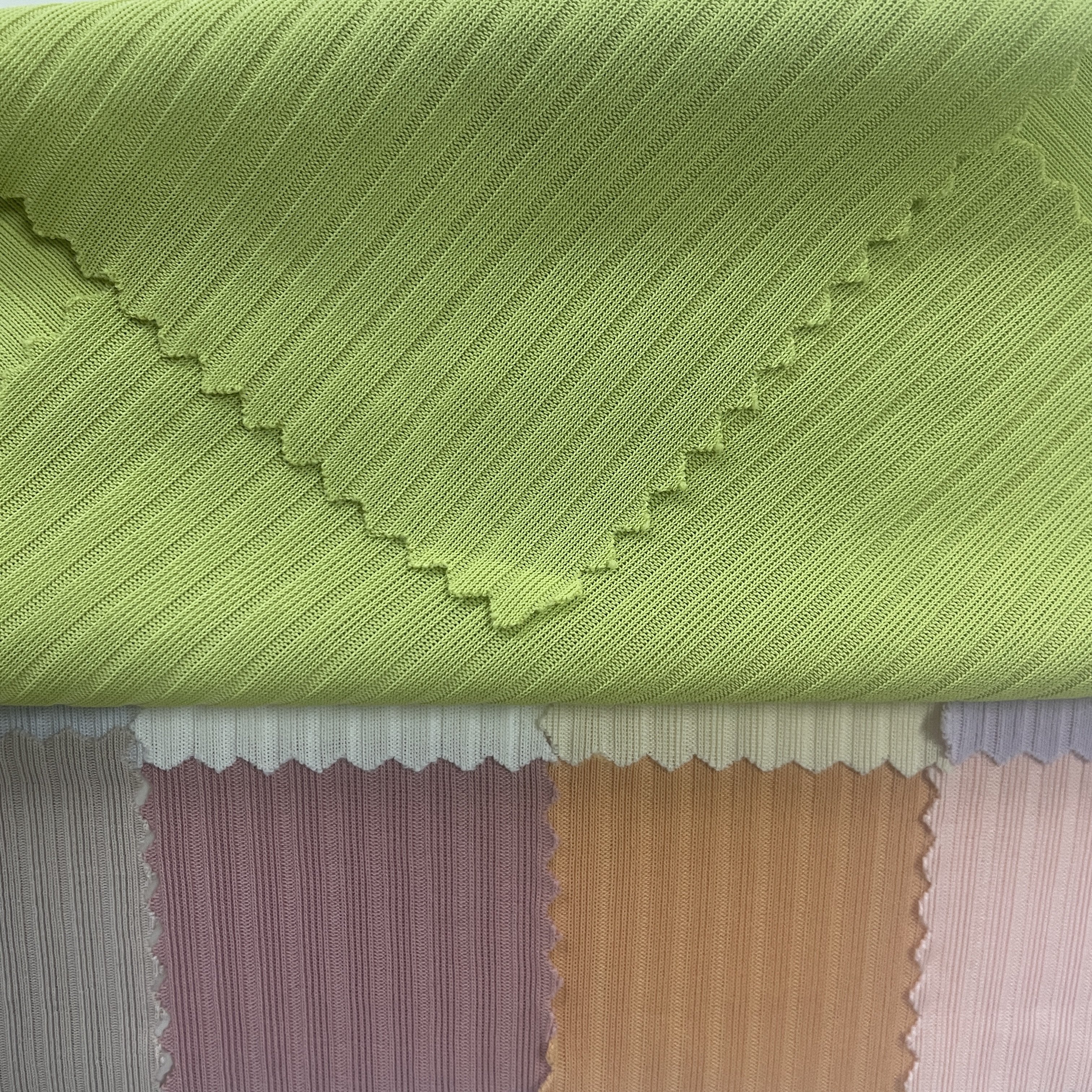 Factory direct sale 180g polyester spandex ice silk elastic 5x2 rib fabric