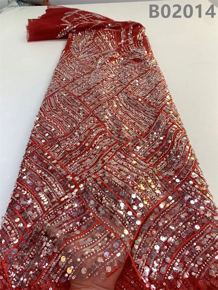 Bridal Fabric Luxury Embroidery Transparent Beads Sequins Lace Beads Dress Textile