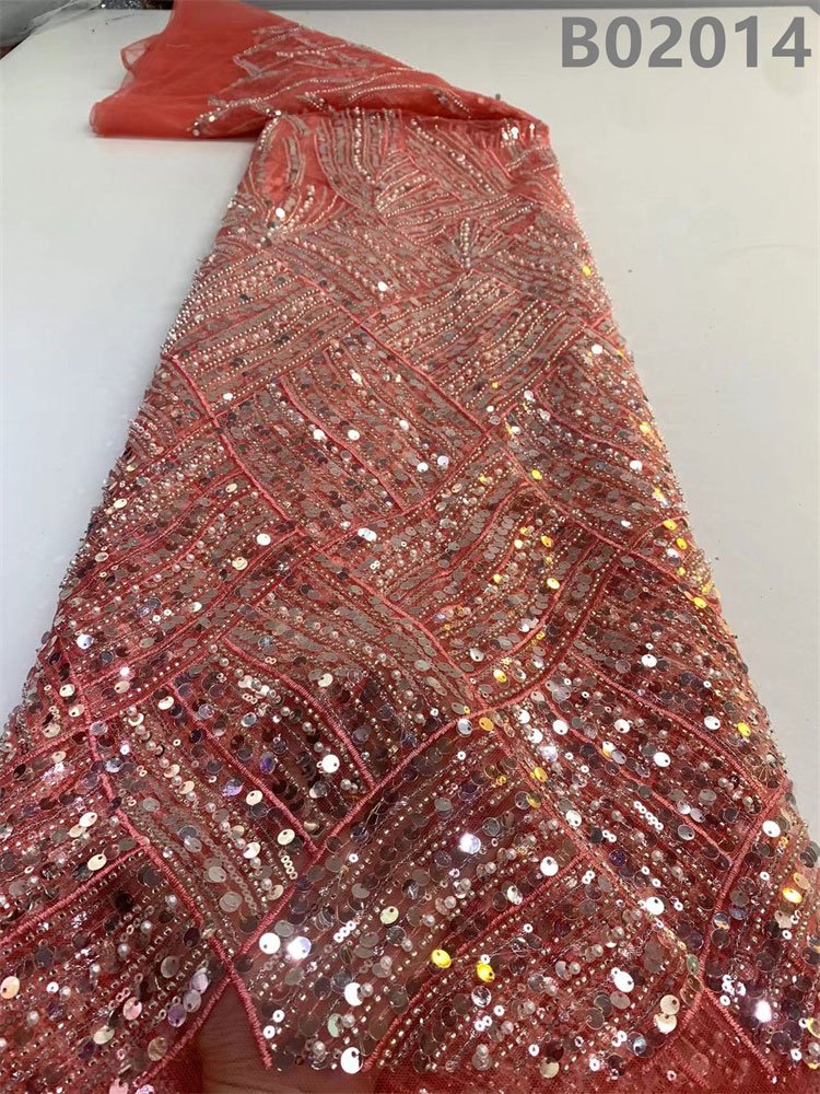 Bridal Fabric Luxury Embroidery Transparent Beads Sequins Lace Beads Dress Textile