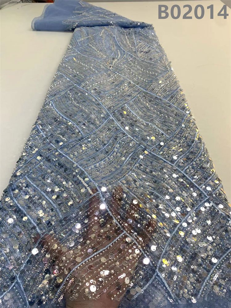 Bridal Fabric Luxury Embroidery Transparent Beads Sequins Lace Beads Dress Textile