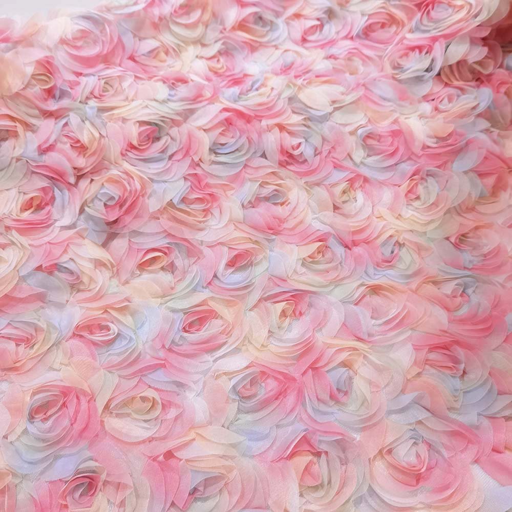 3d ribbon embroidery net fabric