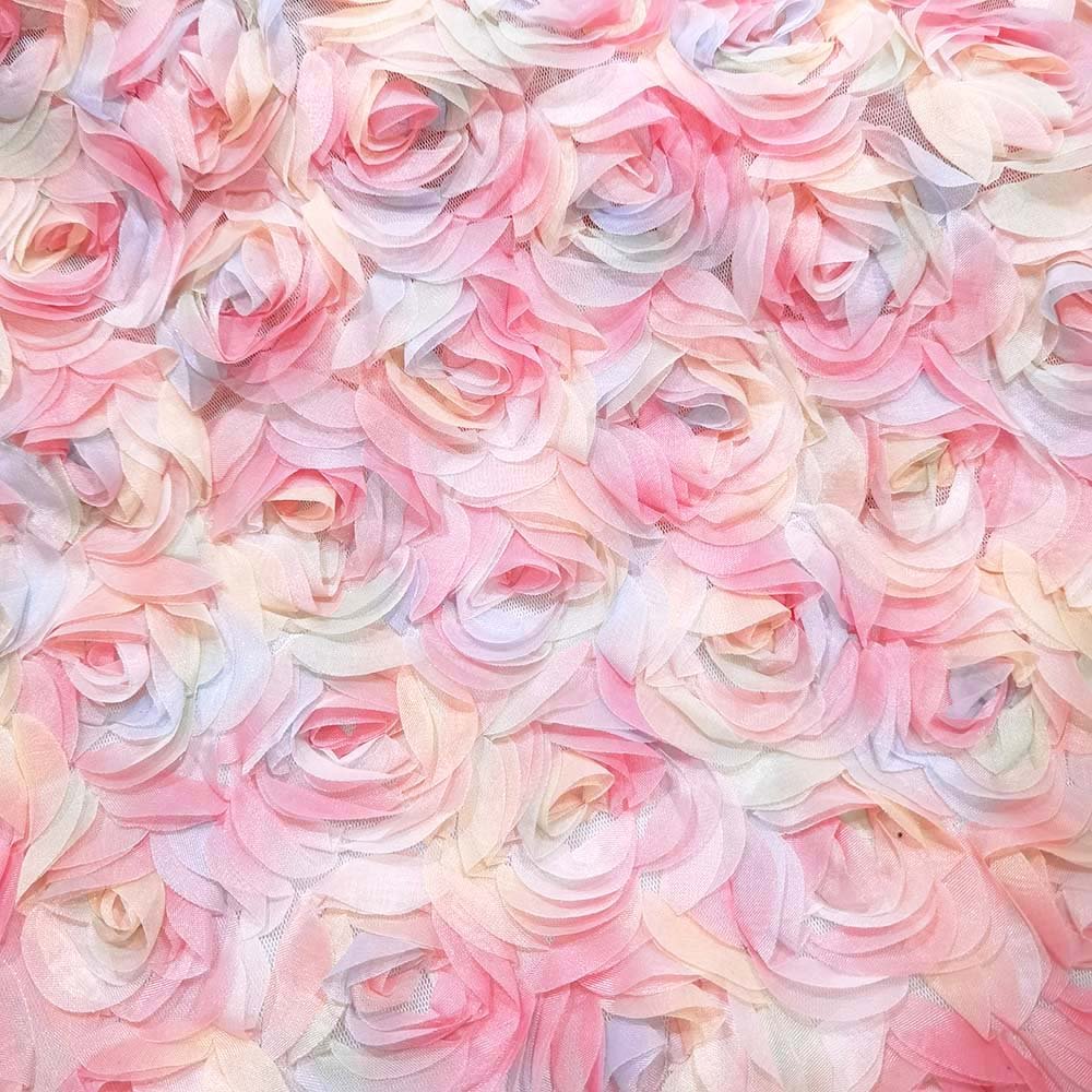 3d ribbon embroidery net fabric