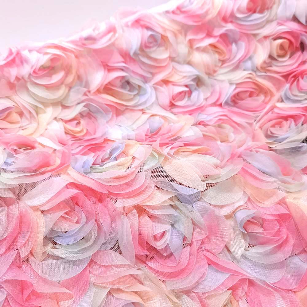 3d ribbon embroidery net fabric