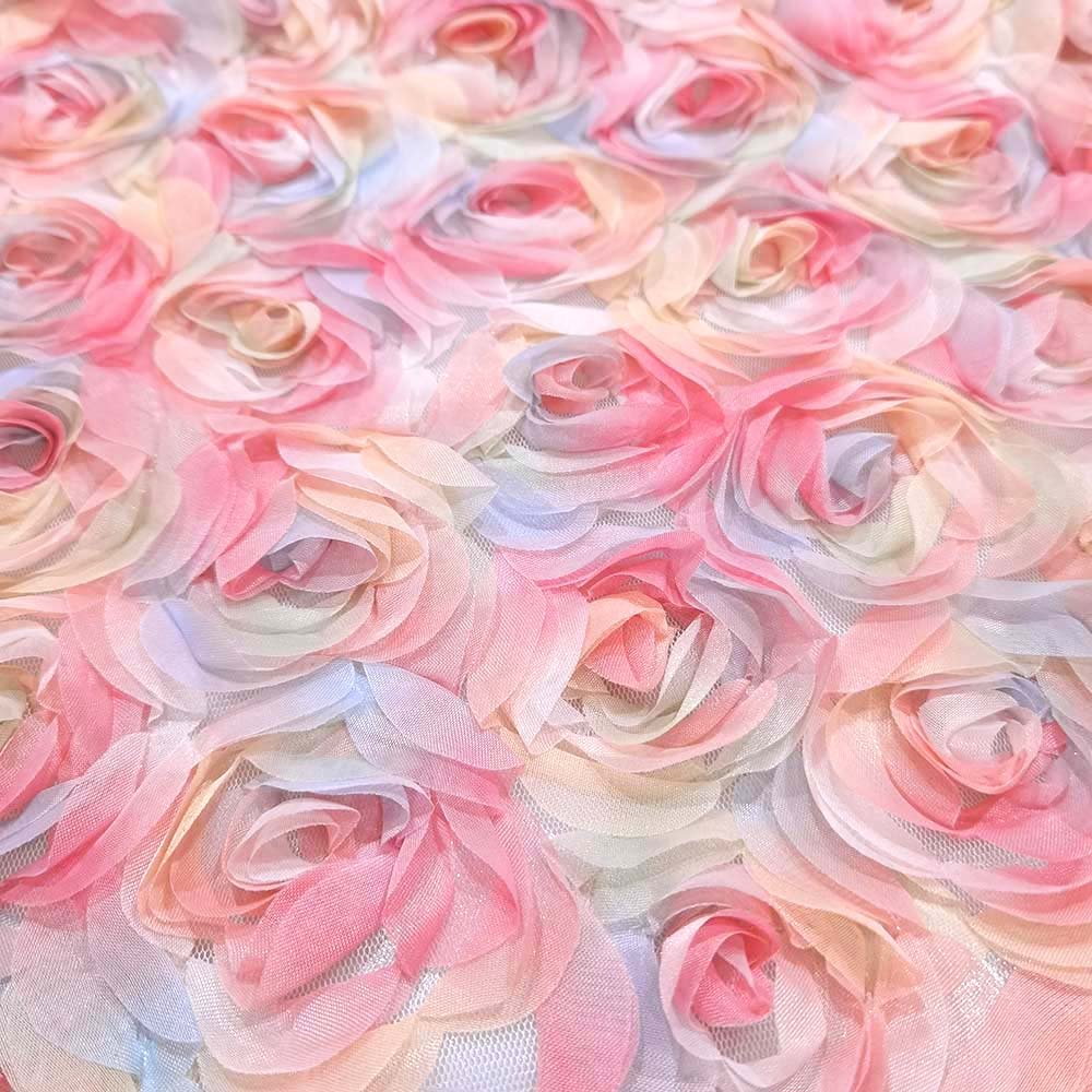 3d ribbon embroidery net fabric