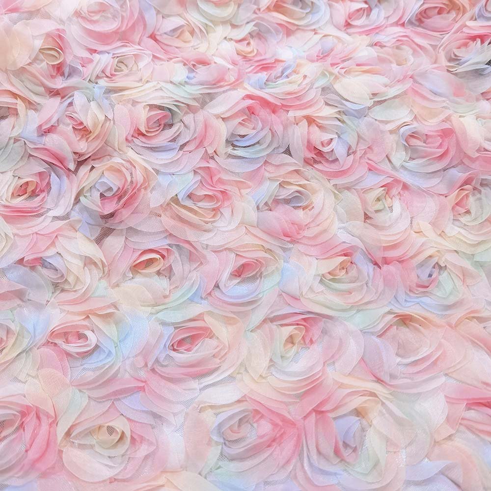 3d ribbon embroidery net fabric