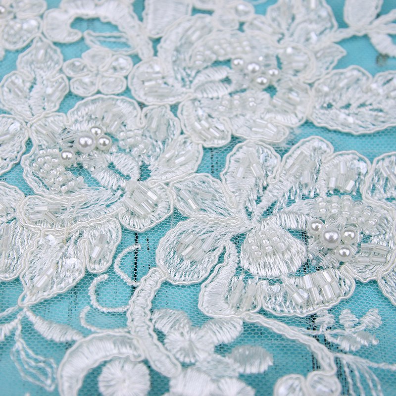crystal embroidery fabric/beaded lace fabric/embroidery lace with sequins and beads