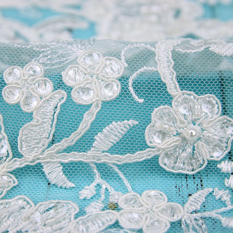 crystal embroidery fabric/beaded lace fabric/embroidery lace with sequins and beads