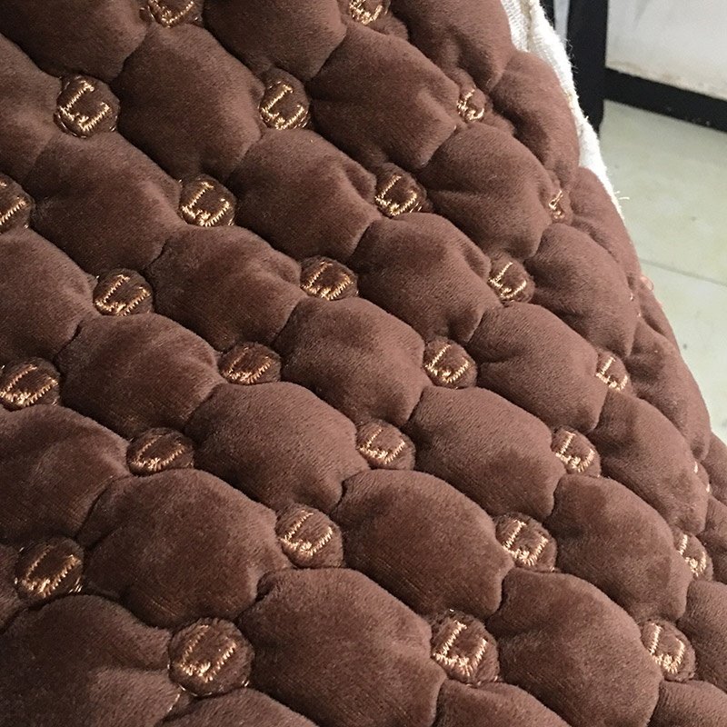 Different thickness sponge and stitch color quilted embroidery fabric material for car seat