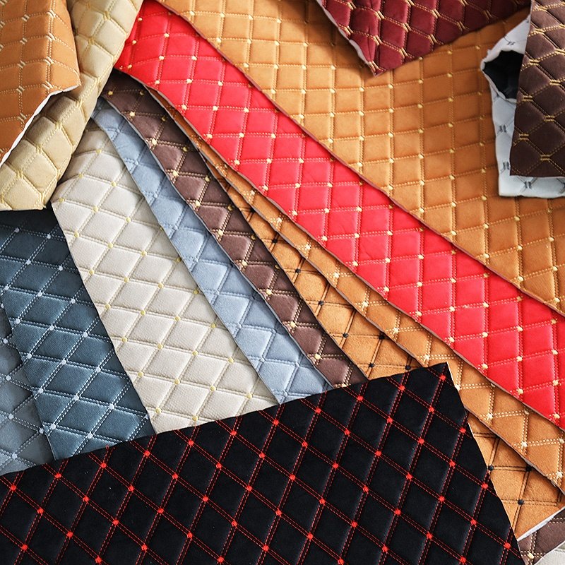 Different thickness sponge and stitch color quilted embroidery fabric material for car seat