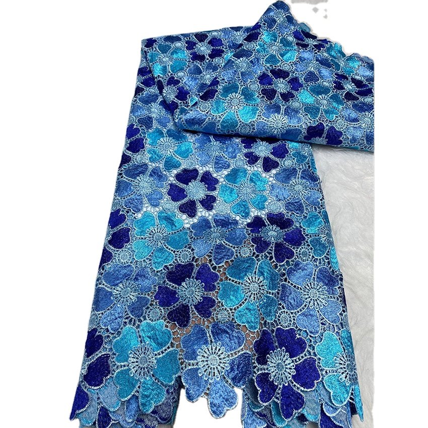 Colorful water-soluble hollow out beautiful lace dress fabric