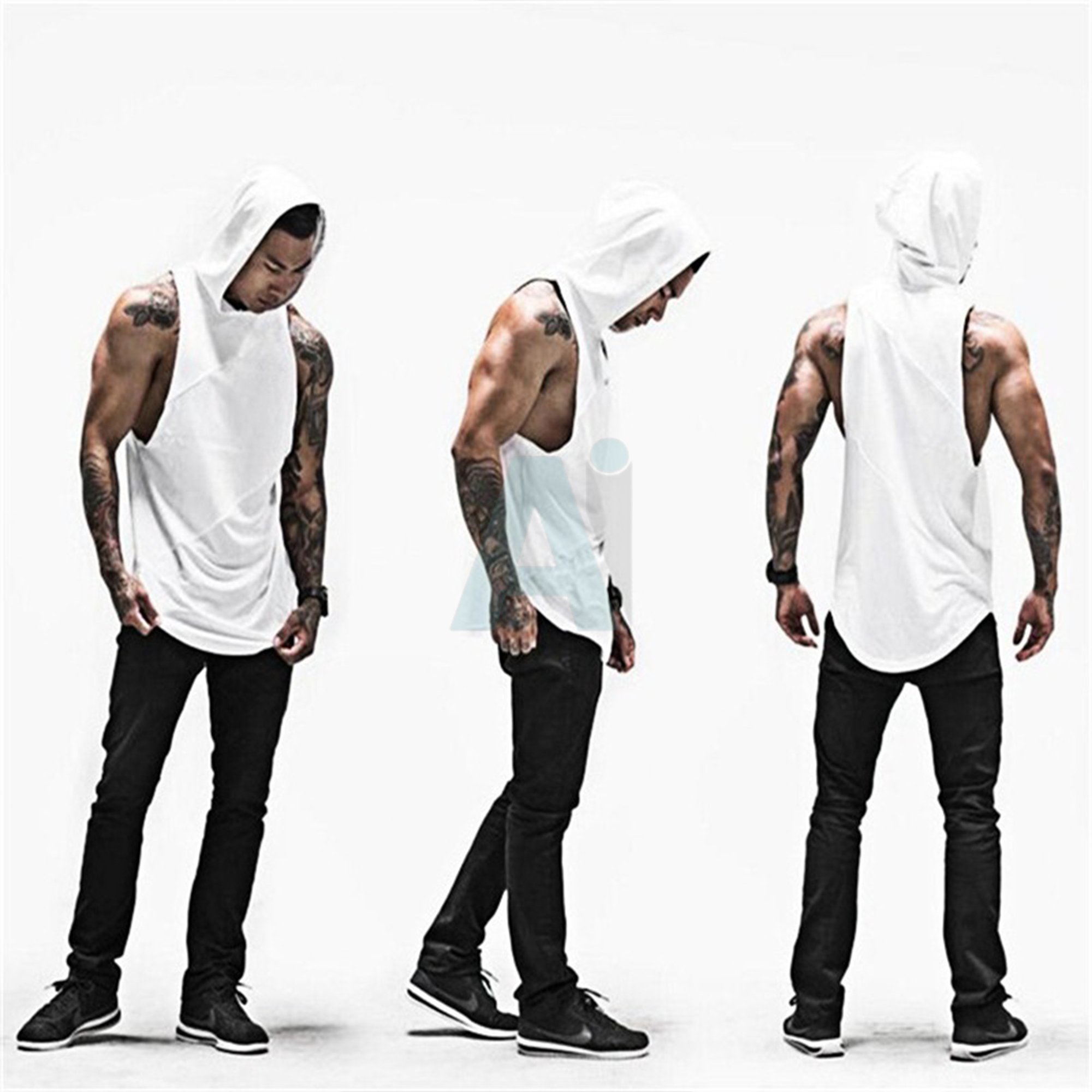 Breathable Activewear 100% Cotton Tanktop Sports Ready Soft Fabric Comfortable Fit with Mesh Hooded Gym Singlets Sports Clothes