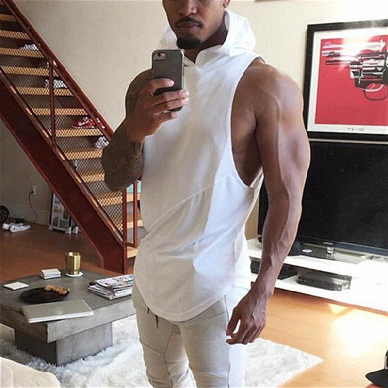 Breathable Activewear 100% Cotton Tanktop Sports Ready Soft Fabric Comfortable Fit with Mesh Hooded Gym Singlets Sports Clothes