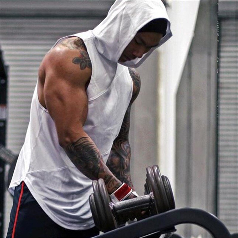 Breathable Activewear 100% Cotton Tanktop Sports Ready Soft Fabric Comfortable Fit with Mesh Hooded Gym Singlets Sports Clothes