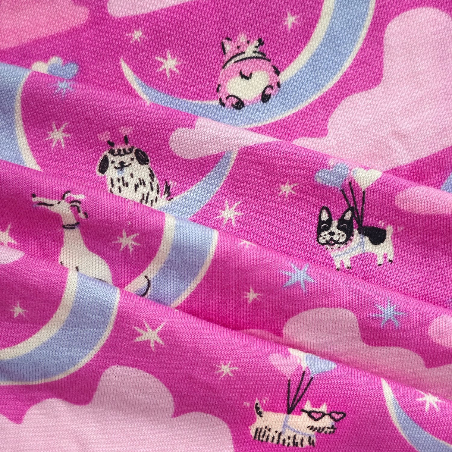 Custom Anti-Bacteria Stretch Bamboo Cotton Spandex Cartoon Printed Bamboo 1x1 Rib Fabric For Kids Clothing