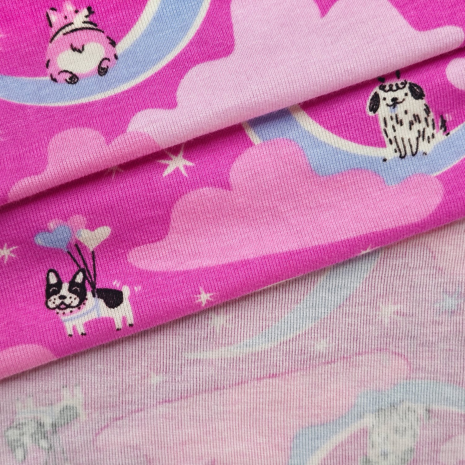 Custom Anti-Bacteria Stretch Bamboo Cotton Spandex Cartoon Printed Bamboo 1x1 Rib Fabric For Kids Clothing