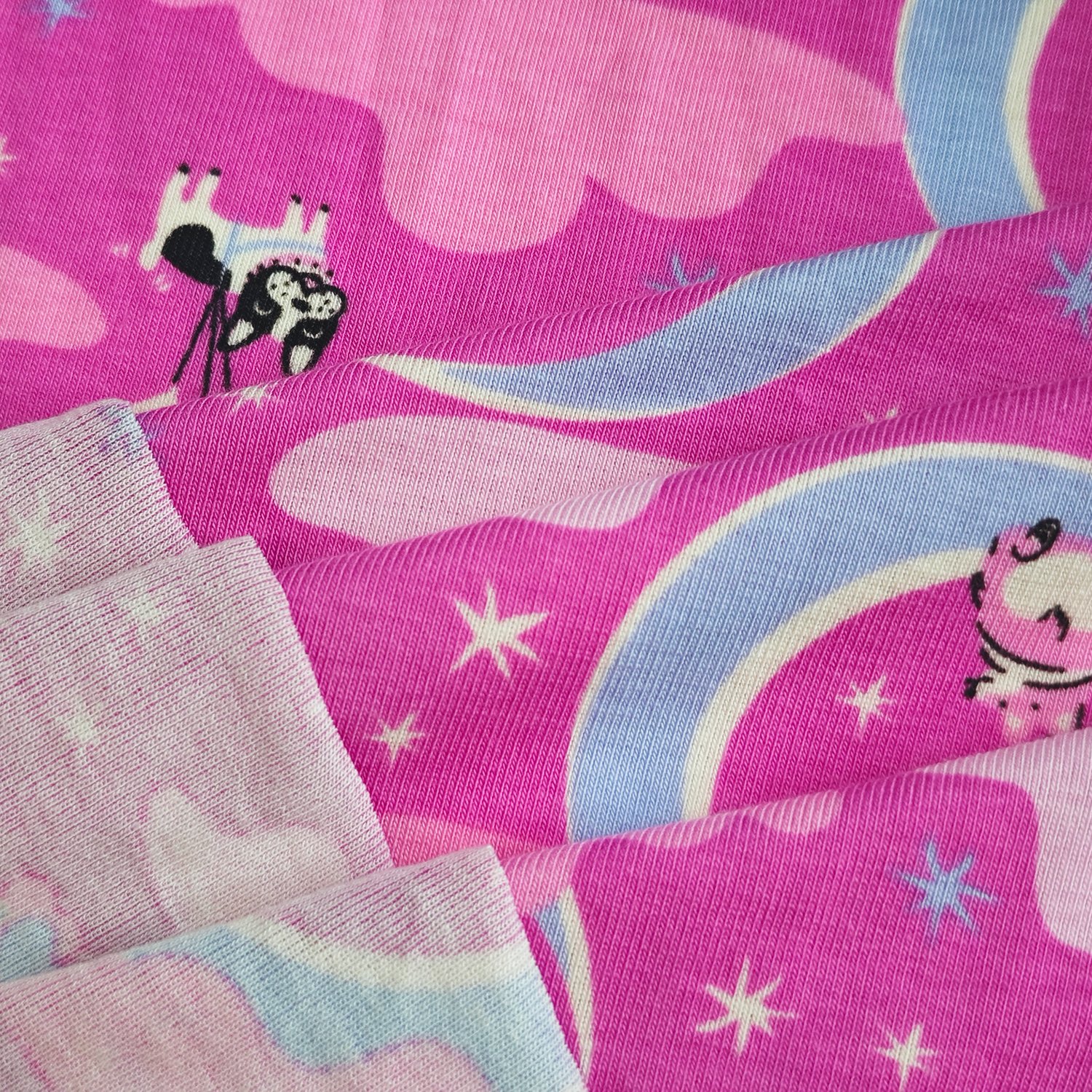 Custom Anti-Bacteria Stretch Bamboo Cotton Spandex Cartoon Printed Bamboo 1x1 Rib Fabric For Kids Clothing