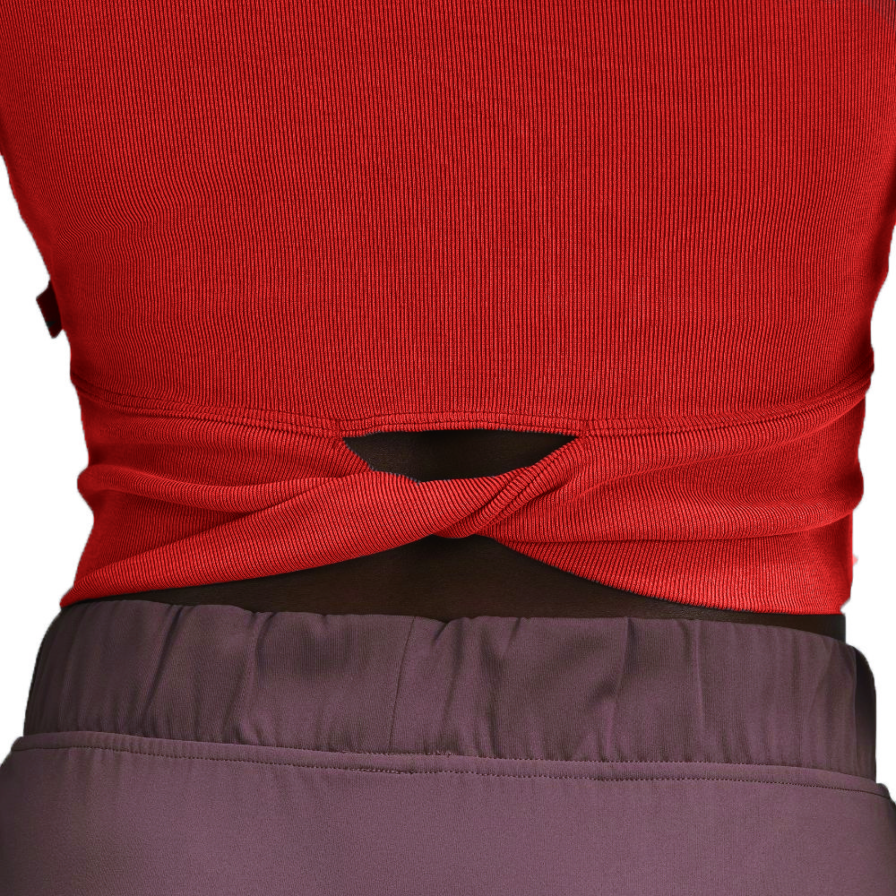 Women Twist-Back Ribbed Short-Sleeved Shirt