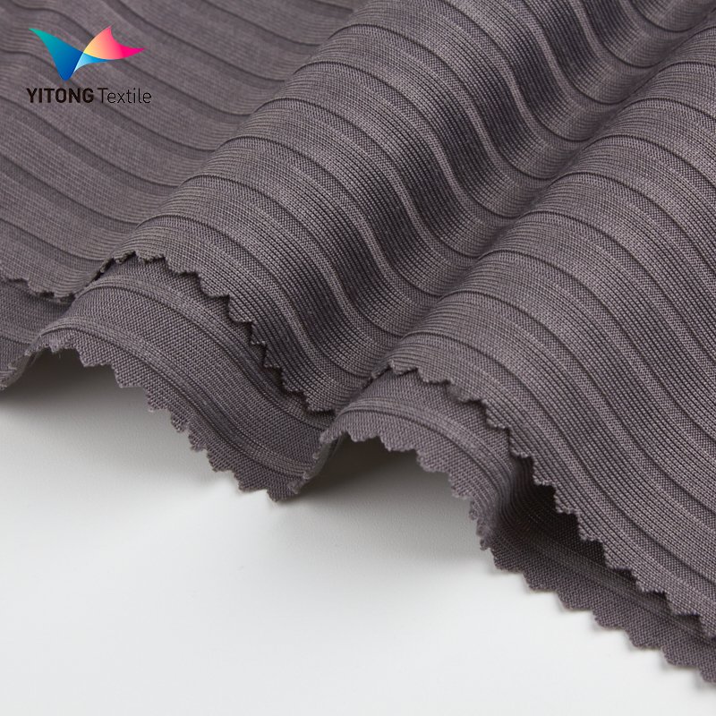 Custom 170 gsm Rib Knit Fabric Polyester Spandex Fabric 95% Polyester 5% Spandex Fabric for Sportswear