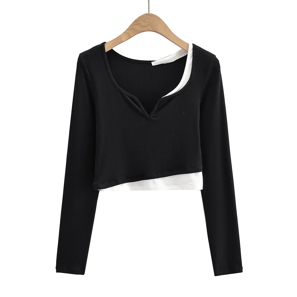 Women Casual Wear Custom Street Wear Ribbed Long Sleeve T Shirts For Women Wholesale Women's Crop T Shirts