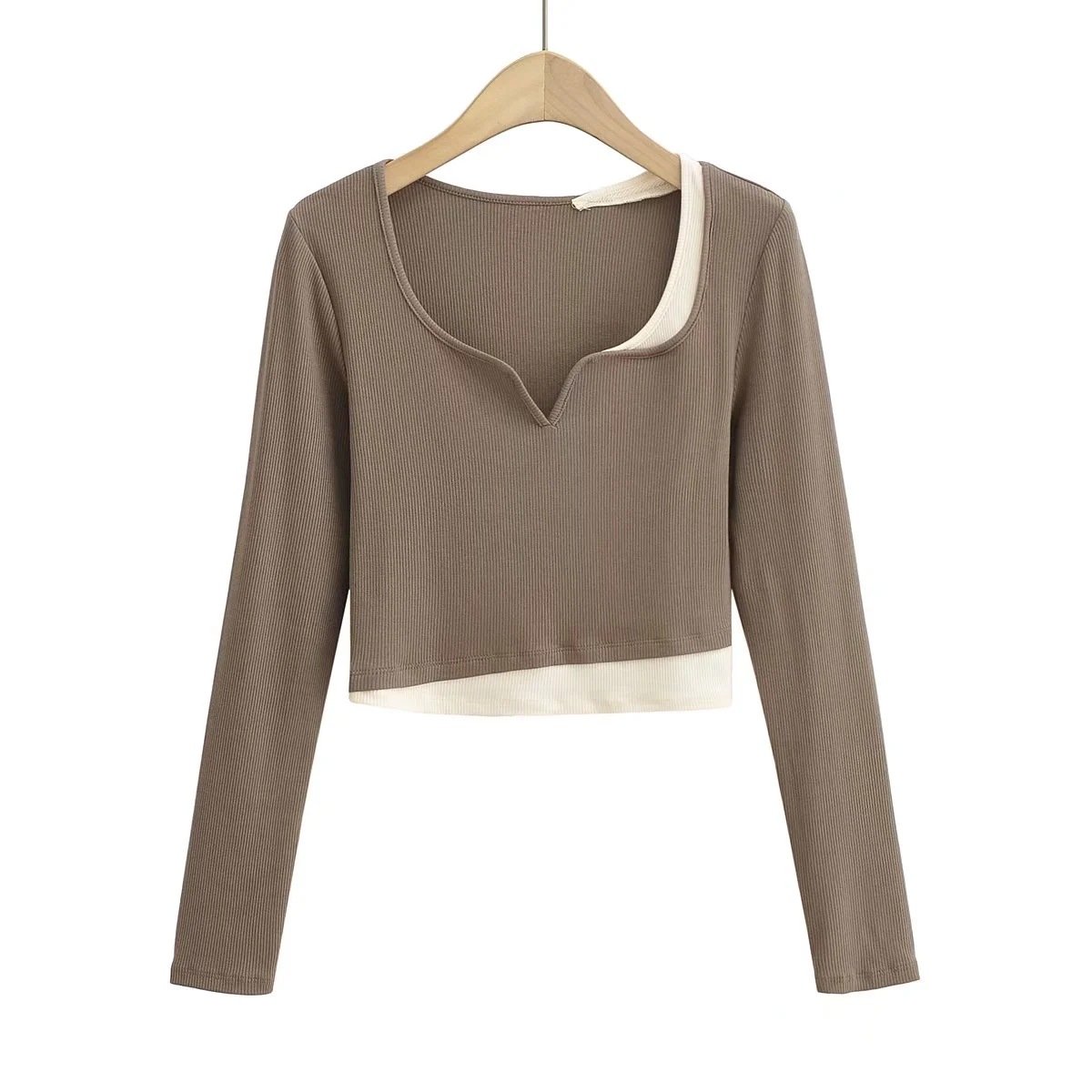 Women Casual Wear Custom Street Wear Ribbed Long Sleeve T Shirts For Women Wholesale Women's Crop T Shirts