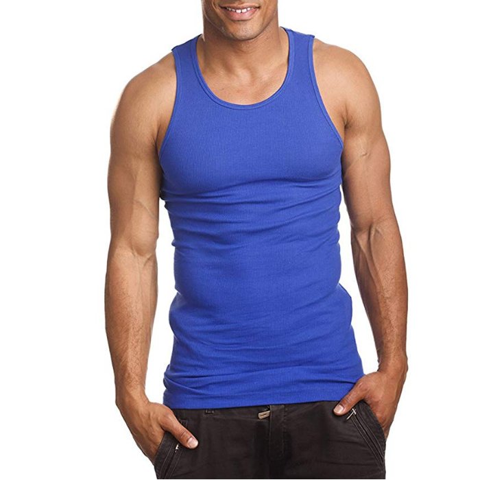 OEM Men Ribbed Sport Tank Top Muscle Vest Gym Work Out Elastic T shirt Sleeveless Tops Vest
