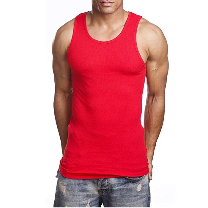 OEM Men Ribbed Sport Tank Top Muscle Vest Gym Work Out Elastic T shirt Sleeveless Tops Vest