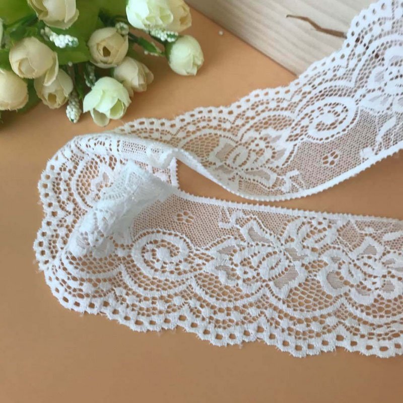 Narrow black stretch lace fabric trim for lingerie decorative