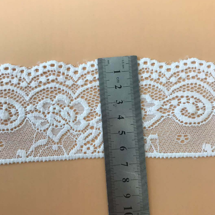 Narrow black stretch lace fabric trim for lingerie decorative