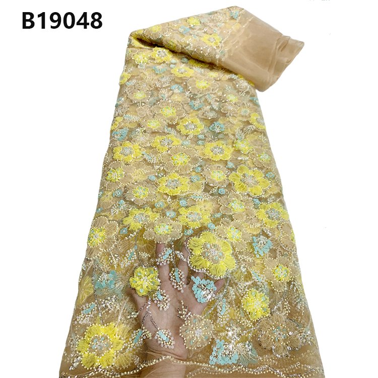 CHOCOO hot selling french african sequins lace fabric luxury wedding beaded laces fabrics for women