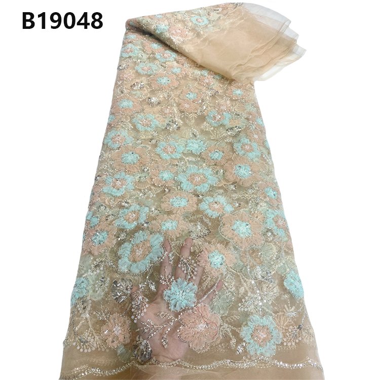 CHOCOO hot selling french african sequins lace fabric luxury wedding beaded laces fabrics for women