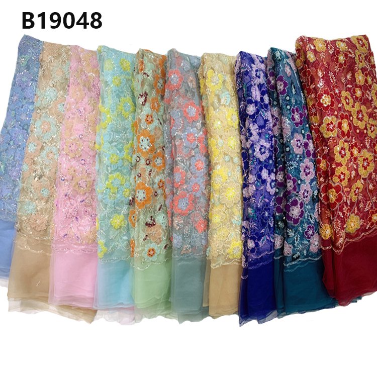 CHOCOO hot selling french african sequins lace fabric luxury wedding beaded laces fabrics for women