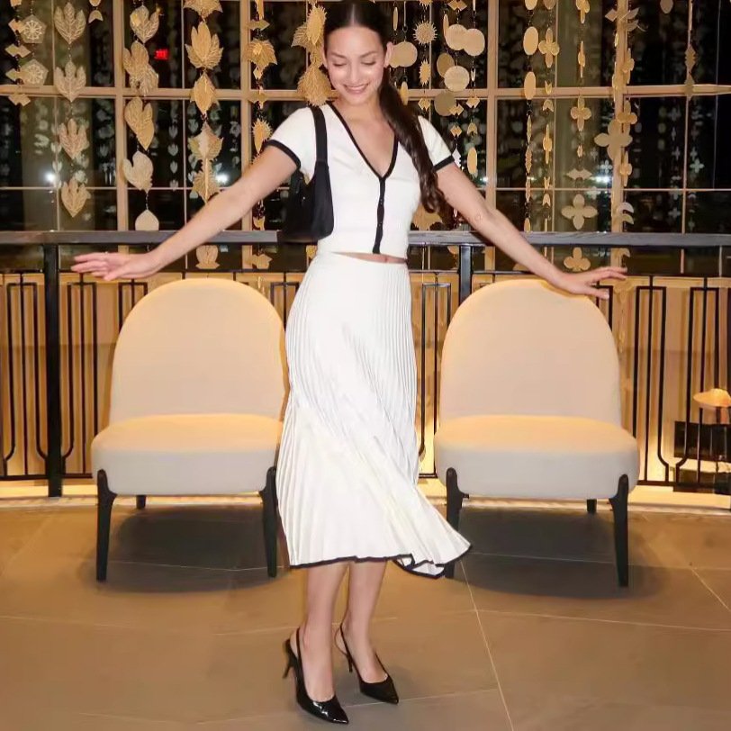 Button Lapel Slim Fit Knitted Women Short Sleeve Turn-down Collar Sweater Dress Button Rib Slim A Skirt Elegant Maxi Dress 2834