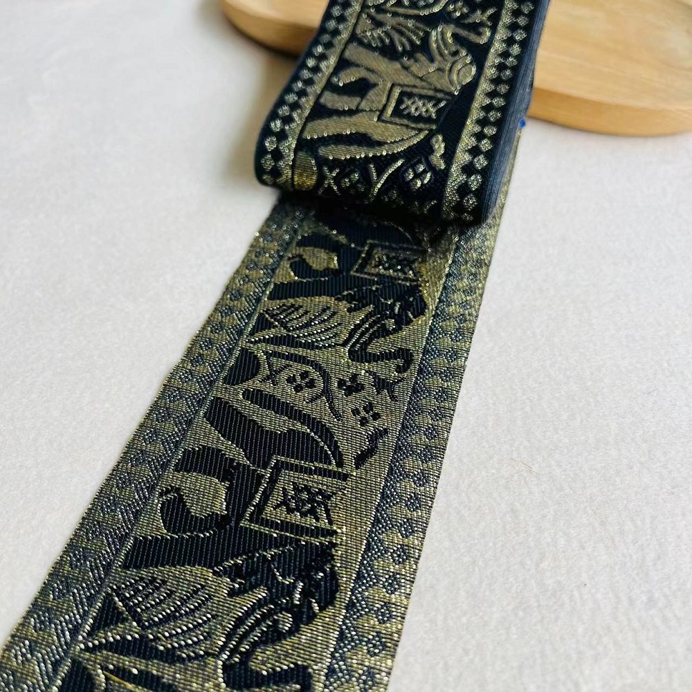 Ethnic Lace Jacquard Webbing Woven Tape Elephant For Garment Accessories Width 6.8 cm ST-976