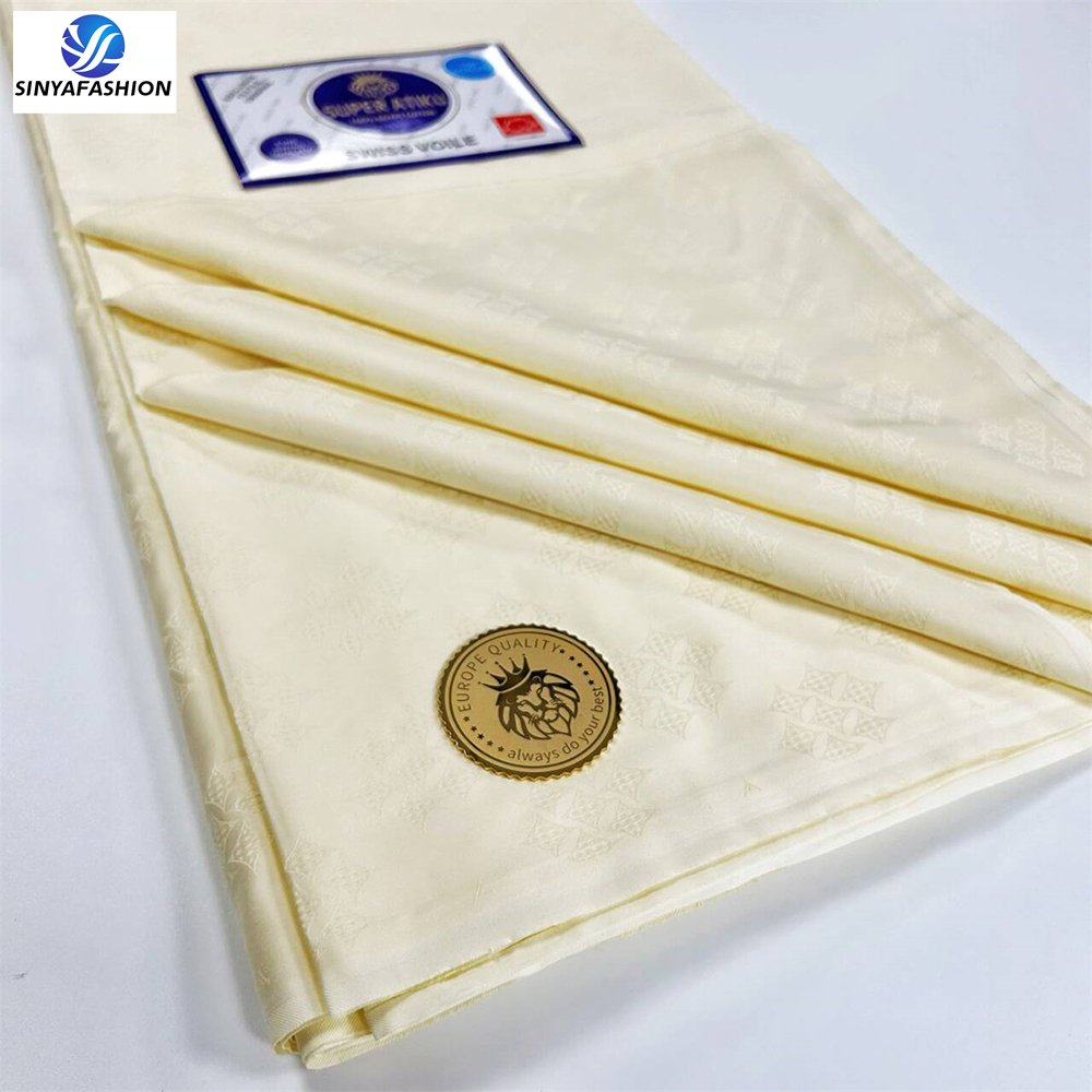 Sinya 5 Yards African Embroidered Swiss Voile Lace In Switzerland 100% Cotton Super Atiku Men Fabric Bazin Riche Fabric