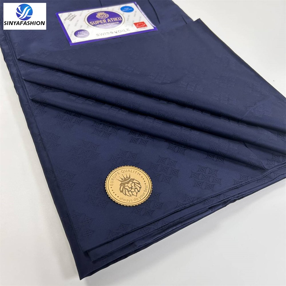 Sinya 5 Yards African Embroidered Swiss Voile Lace In Switzerland 100% Cotton Super Atiku Men Fabric Bazin Riche Fabric