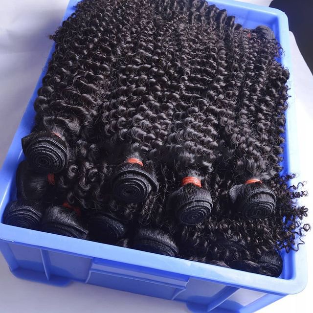 Kinky curly hair virgin Brazilian hair Bundles with lace front closure 100% virgin hair bundles for black women